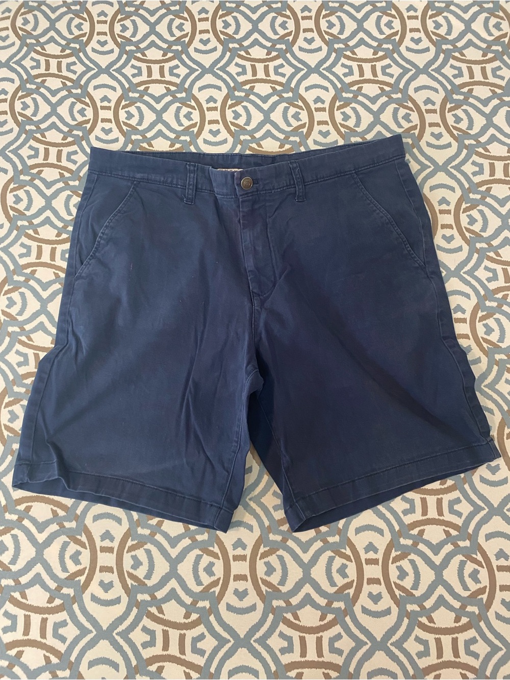 Men's Flat Front Navy Chino Shorts